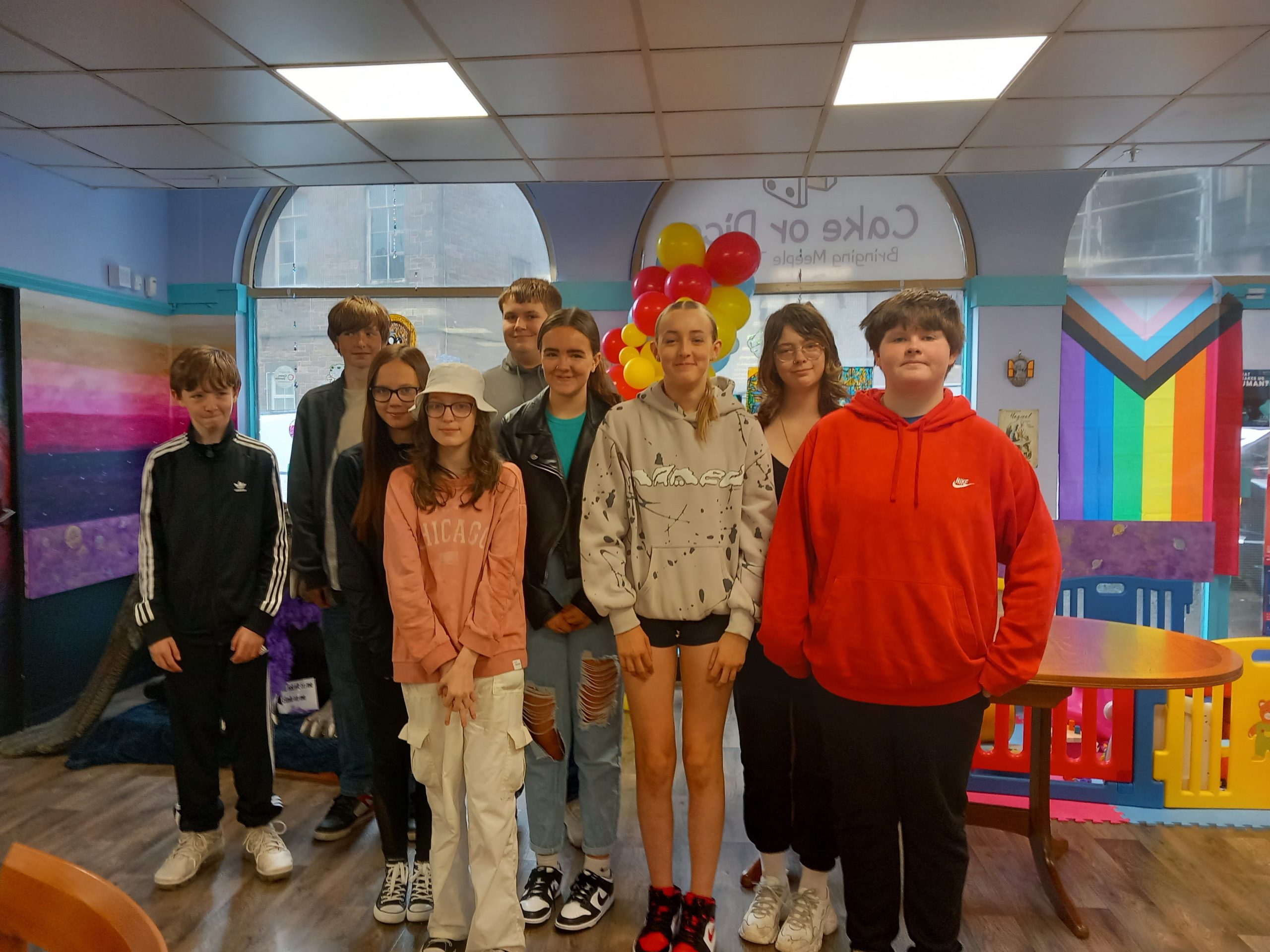 Group of young carers that were presented with the Dynamic youth award at Cake & Dice cafe