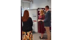 Shirley-Ann Sommerville, Cabinet Secretary for Social Justice and Neil Campbell, CEO for Dundee Carers Centre sits with carers for a chat at a Dundee Carers Centre event to mark the launch of the Carers Support Payment.
