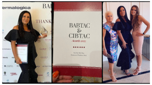 Photo gallery of Faith elder with her award (left), Photos of invitation to the awards (middle), Pic of Faith elder and 2 other members of the team (right)